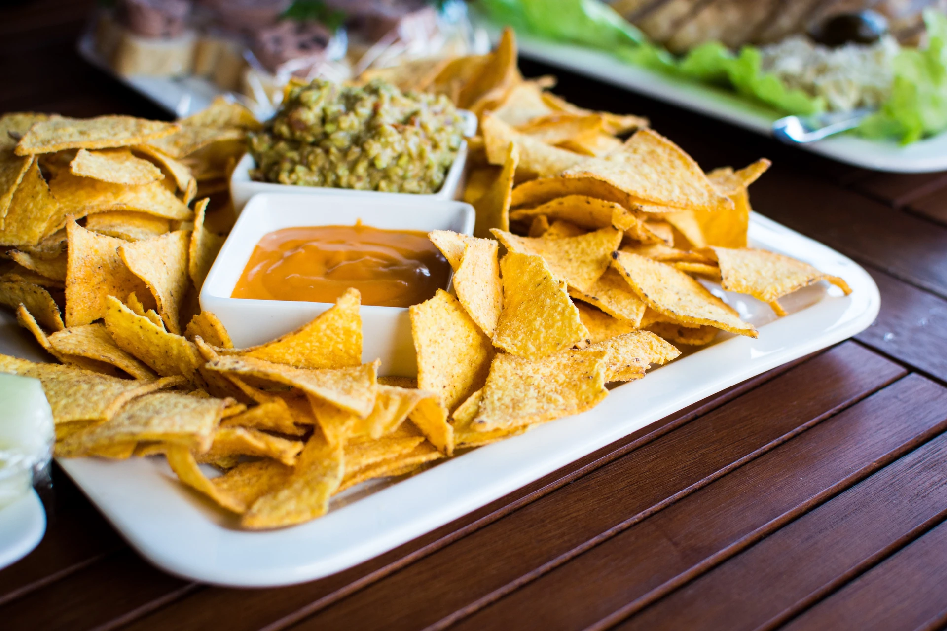 Illustrative guacamole and tortilla chips